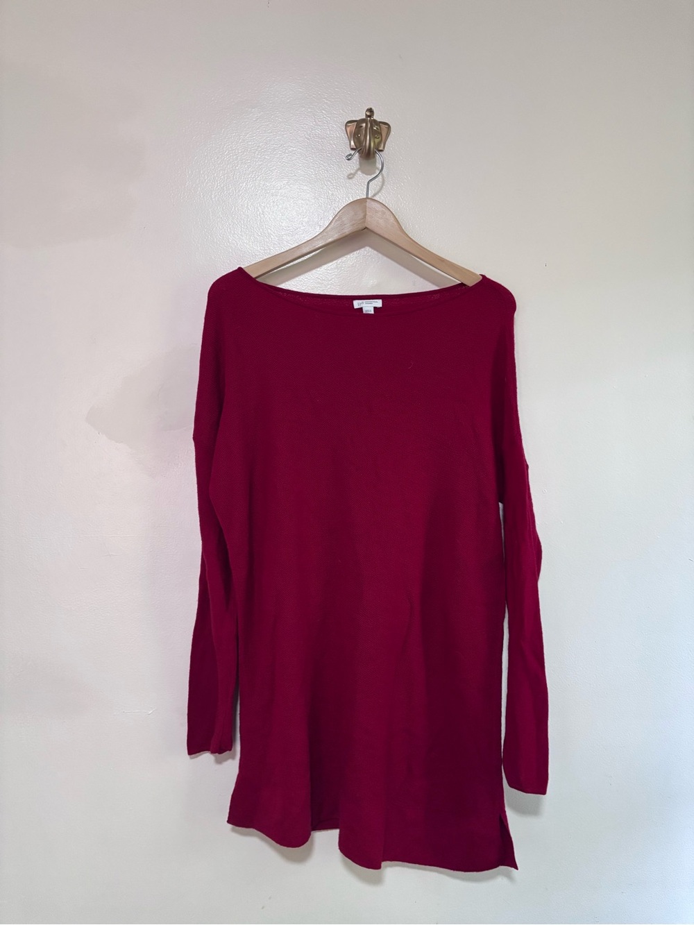 J. Jill 100% Merino Wool Boatneck Tunic Sweater - Red‎ L